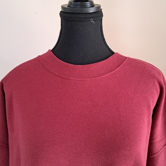 Kirkland Signature Sweatshirt Crewneck Cozy Fleece Lined Burgandy Medium - Picture 7 of 11
